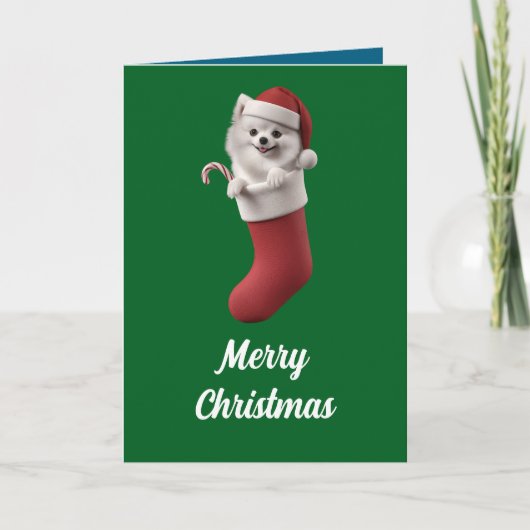 Samojeed Christmas Stocking Kaart (Voorkant)