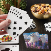 Samojeed Dog Paarse Lupine Flowers Pokerkaarten (Insitu)