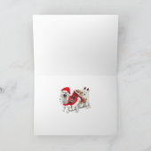 Samojeed en de Kerstman in Sleigh kaarten (Binnen)