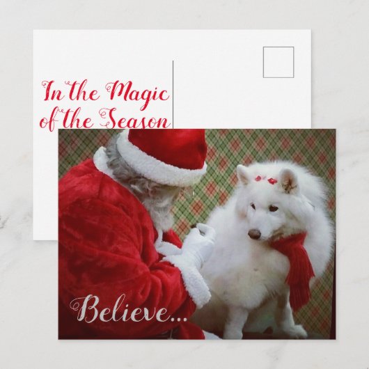 Samojeed en het Santa Christmas Briefkaart (Voorkant / Achterkant)
