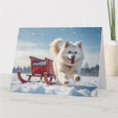 Samojeed feestelijke kerstvakantie kaart (Voorkant)
