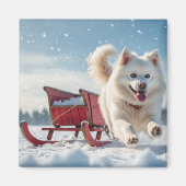 Samojeed feestelijke kerstvakantie magneet (Voorkant)