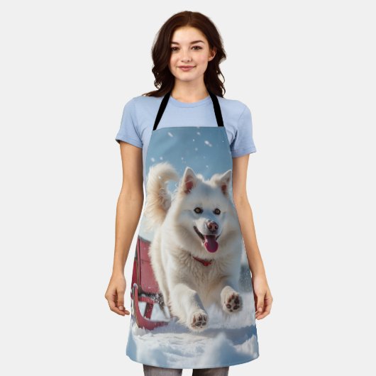 Samojeed feestelijke kerstvakantie schort (Gedragen)