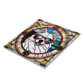 Samojeed Glas in lood decoratieve Tegel Tegeltje (Zijkant)