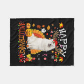 Samojeed Hond Halloween Kersthond Happy Hallotha Fleece Deken (Voorkant (Horizontaal))