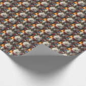 Samojeed hond met kerstcadeaus open haard cadeaupapier (Hoek)