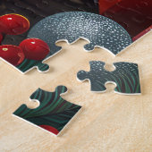 Samojeed hond met kerstcadeaus open haard legpuzzel (Zijkant)