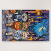 Samojeed Honden Trick-or-Treating Halloween Kostuu Legpuzzel (Horizontaal)