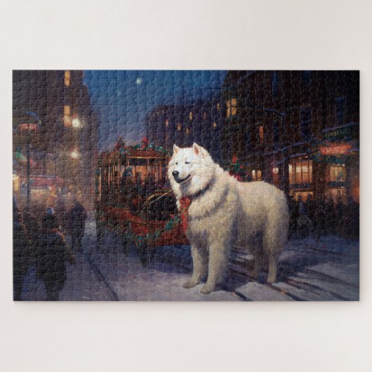 Samojeed Kerstfeest Seizoen Legpuzzel (Horizontaal)