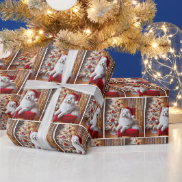 Samojeed met een Santa Claus Pet Cadeaupapier
