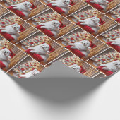 Samojeed met een Santa Claus Pet Cadeaupapier (Hoek)