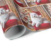 Samojeed met een Santa Claus Pet Cadeaupapier (Rol Hoek)
