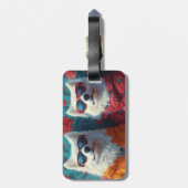 Samojeed met Hart Rozen Valentijnsdag Bagagelabel (Achterkant verticaal)