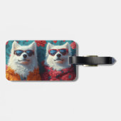 Samojeed met Hart Rozen Valentijnsdag Bagagelabel (Achterkant horizontaal)