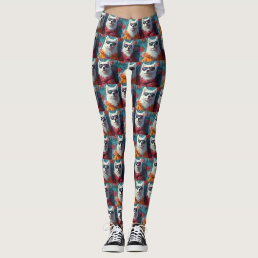 Samojeed met Hart Rozen Valentijnsdag Leggings (Voorkant)