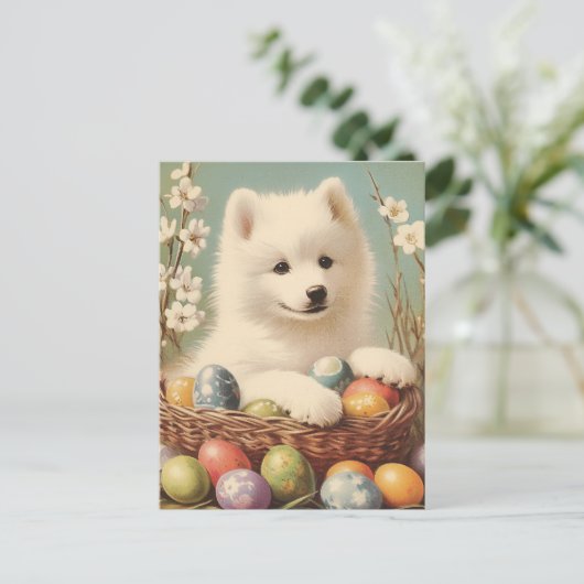Samojeed  Pasen Briefkaart (Staand voorkant)