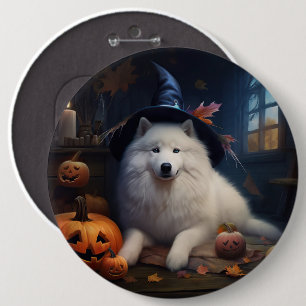 Samojeed Pompoenen Halloween Griezelen Ronde Button 6,0 Cm