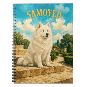 Samojeed, Vintage Honden Watercolor Kunst Notitieboek