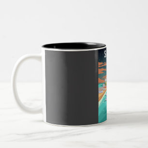 Samos Griekenland Minimale Retro Griekse Reizen Po Tweekleurige Koffiemok