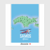 Samos Grieks Eiland kaart Sticker (Vel)