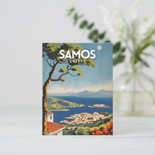 Samos Travel Poster Briefkaart (Staand voorkant)