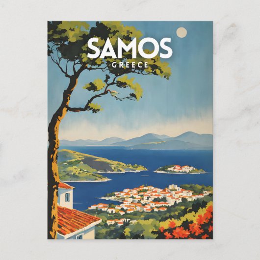Samos Travel Poster Briefkaart (Voorkant)