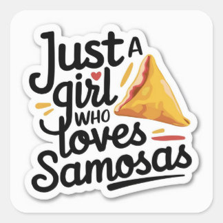 Samosa lover Sticker: gewoon een meisje dat houdt  Vierkante Sticker