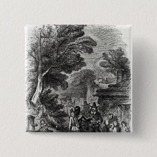 Samoset, de Indiase bezoeker Vierkante Button 5,1 Cm (Voorkant)