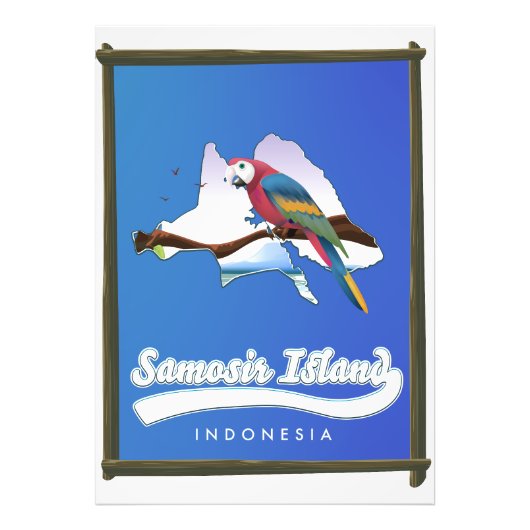 Samosir eiland Indonesië reis kaart Foto Afdruk (Voorkant)