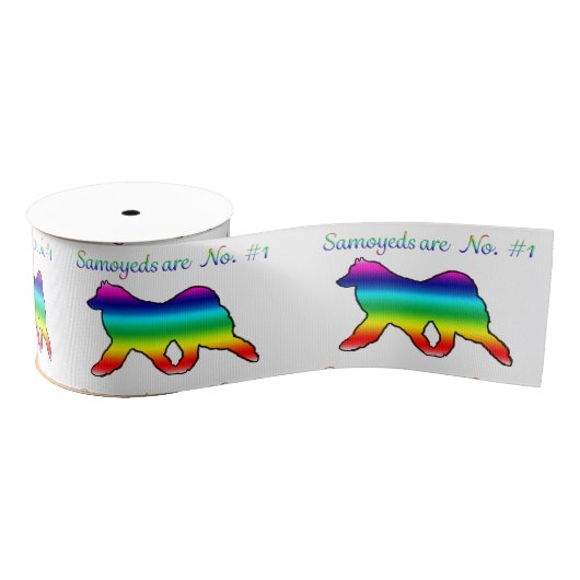 Samoyed #1- 3-inch breedkorrellint, 2-inch spool grosgrain lint (Spoel)
