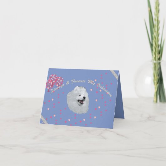 Samoyed 5X7 gevouwen kaart van Valentijns op perso (Voorkant)