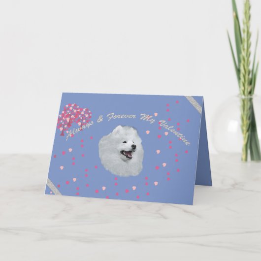 Samoyed 5X7 gevouwen kaart van Valentijns op perso (Voorkant)