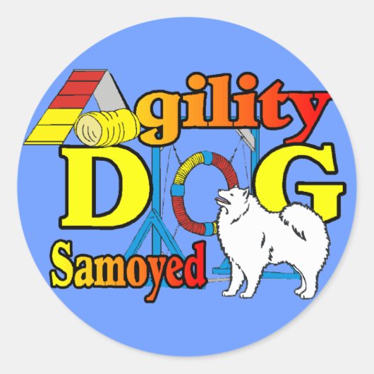 Samoyed Agility Gifts Ronde Sticker (Voorkant)