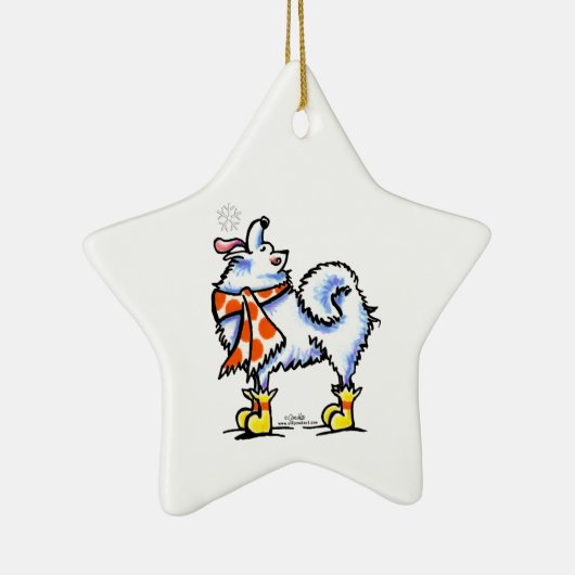 Samoyed American Eskimo Dog Snowflake Keramisch Ornament (Rechts)