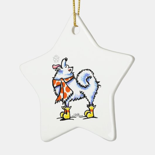 Samoyed American Eskimo Dog Snowflake Keramisch Ornament (Links)