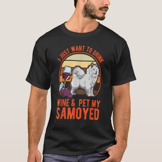 Samoyed And Wine T-shirt (Voorkant)
