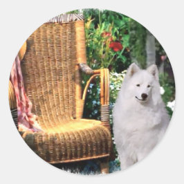 Samoyed Art Gifts Ronde Sticker