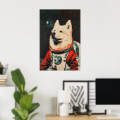 Samoyed Astronaut Poster, Samoyed Retro Print (Thuiskantoor)