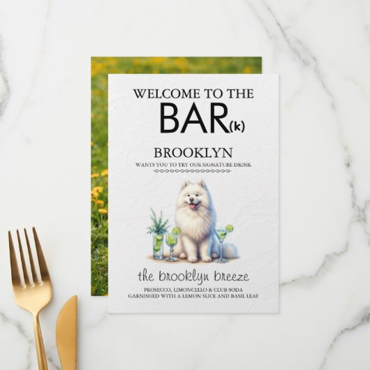 Samoyed Bar Menu (Voorkant / Achterkant in situ)