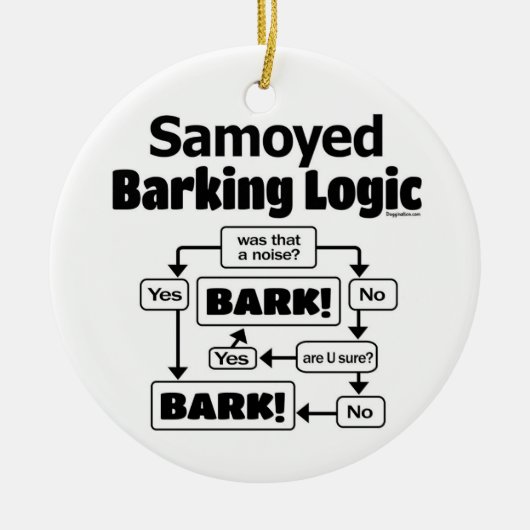 Samoyed Barking Logic Keramisch Ornament (Voorkant)
