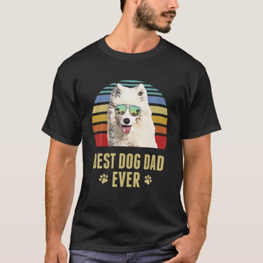 Samoyed Best Dog Pap Ever Retro Sunset T-shirt (Voorkant)