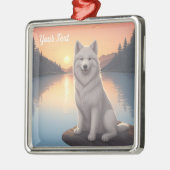 Samoyed bij het meer metalen ornament (Links)