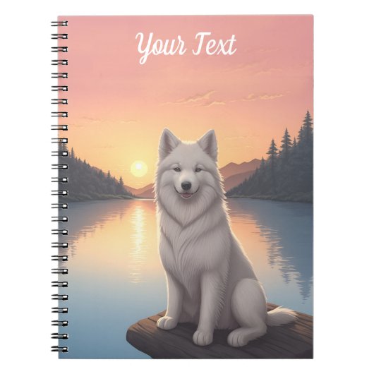 Samoyed bij het meer notitieboek (Voorkant)
