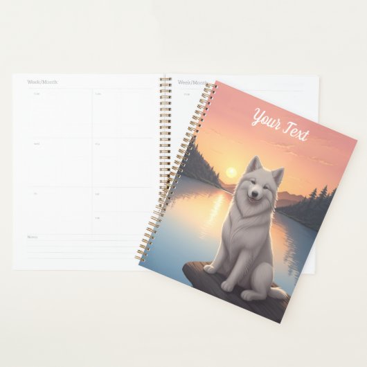 Samoyed bij het meer planner (Display)