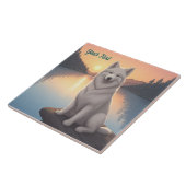 Samoyed bij het meer tegeltje (Zijkant)