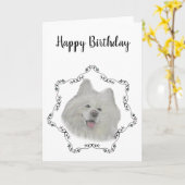 Samoyed Birthday Kaart (Gele Bloem)