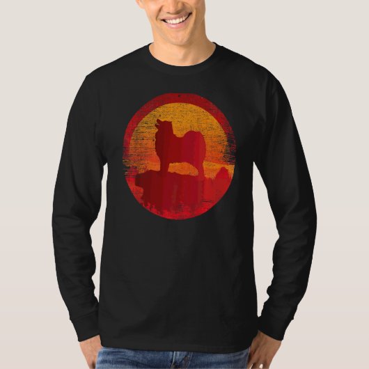 Samoyed Bjelkier Dog Retro Sunset T-shirt (Voorkant)