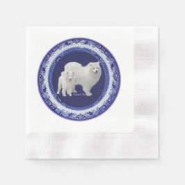 Samoyed Blue Willow Coin Paper Napkin Servet