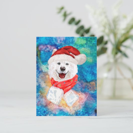 Samoyed Breed Dog Kerstmis Feestdagenkaart (Staand voorkant)