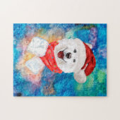 Samoyed Breed Dog Kerstmis Legpuzzel (Horizontaal)